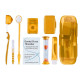 Orthodontic set for care of braces in a case, orange